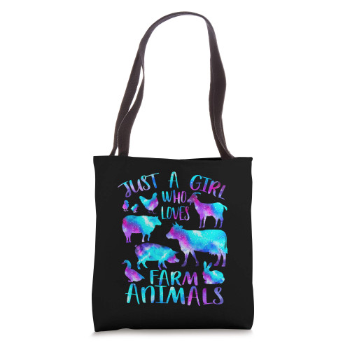 Just a Girl Who Loves Farm Animals - Galaxy Cows Pigs Goats Tote Bag