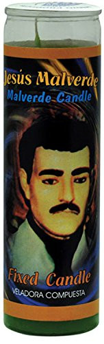 INDIO 7DAY Candle-VM Jesus MALVERDE:Jesus Malverde Green Candle - Velas Misticas 7 Day Fixed