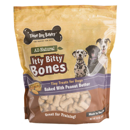 Three Dog Bakery Itty Bitty Bones Baked Dog Treats, 32 oz