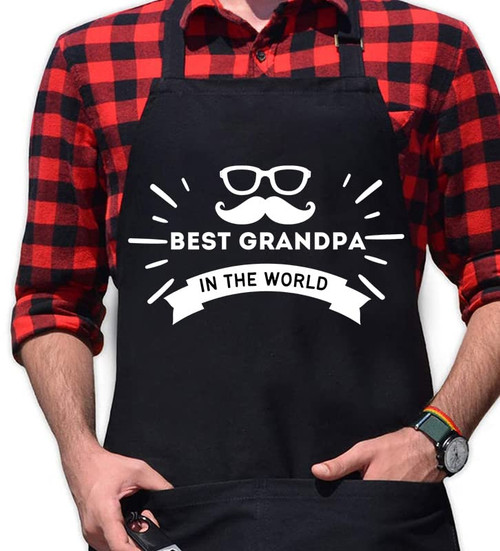 Gift For Grandpa | Best Grandpa In The World | Birthday Gift From Granddaughter Grandson | Birthday Gifts For Grandfather | Christmas Gifts For Grandpa | Grandpa Retirement Gift - Apron With Pockets