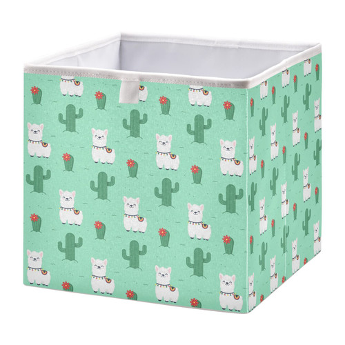 Emelivor Cactus Llama Alpaca Cube Storage Bin Collapsible Storage Bins Waterproof Toy Basket for Cube Organizer Bins for Kids Toys Nursery Closet Shelf Book Office Home - 15.75x10.63x6.96 IN