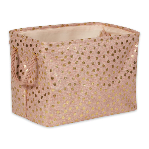 DII Polyester Storage Bin Gold Metallic Collection Collapsible with Handles Medium Millennial Pink