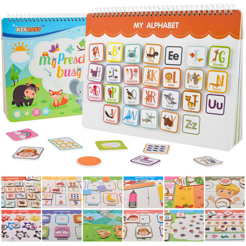 COVEVA Montessori Busy Book for Toddlers, 12 Themed Toddler Preschool Busy Book Binder and Early Learning Toys Book, Preschool Toddlers Game Workbook for Boys & Girls Develops Fine Motor Skills