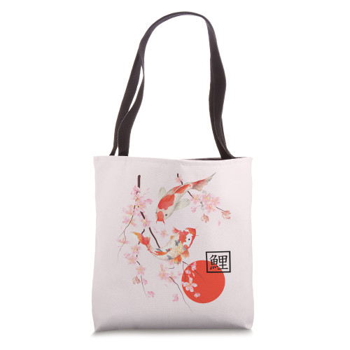 Cherry Blossom Shirt Japanese Koi Carp Fish Sakura Graphic Tote Bag
