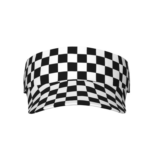 Black and White Checkered Visor Cap,Funny Beach Golf Running Tennis Empty Top Baseball Cap for Women Men