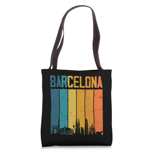 Barcelona Spain Retro Vintage Sunset Skyline Barcelona Tote Bag Barcelona Spain Retro Vintage Sunset Skyline Barcelona Tote Bag