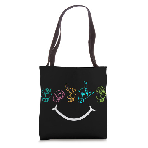 American Sign Language I ASL I Smile Sign Language Tote Bag