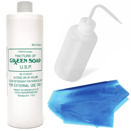 16oz Cosco Green Soap Pack w/ 16oz Squeeze Bottle & 10 Bottle Covers (16oz)