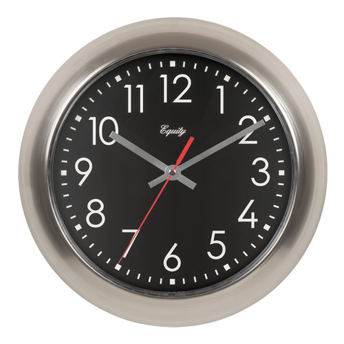 Equity 11 in. Brushed Titanium Silent Quartz Wall Clock