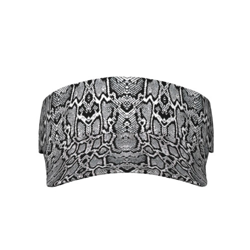 Black White Snake Skin Print Adult Sunscreen Visor Cap Sports Adjustable Sun Hat Cap for Beach Pool Golf Tennis Unisex