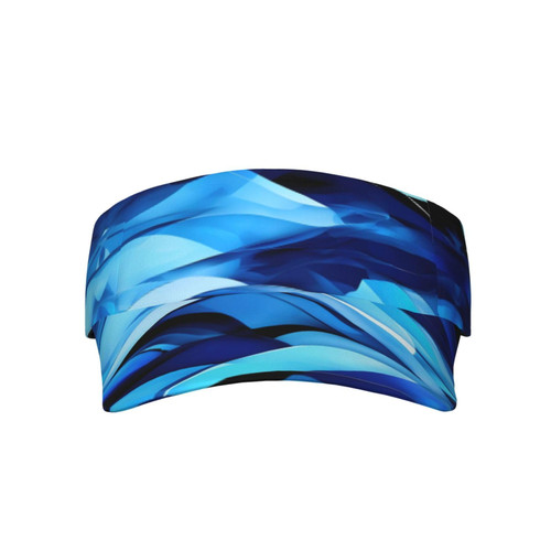Abstract Blue Print Adult Sunscreen Visor Cap Sports Adjustable Sun Hat Cap for Beach Pool Golf Tennis Unisex