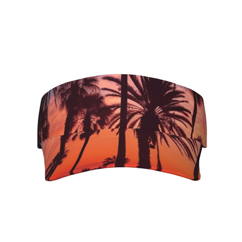 Palm Tree Sunset Sunscreen Visor Hats Sports Sun Visor Cap Adult Empty Top Baseball Cap for Women Men Black