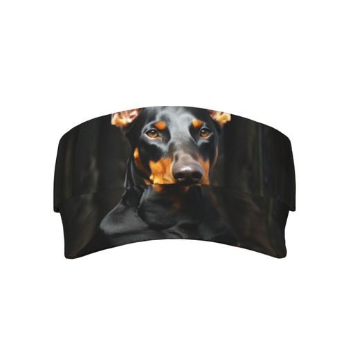 Doberman Sunscreen Visor Hats Sports Sun Visor Cap Adult Empty Top Baseball Cap for Women Men Black Doberman Sunscreen Visor Hats Sports Sun Visor Cap Adult Empty Top Baseball Cap for Women Men Black