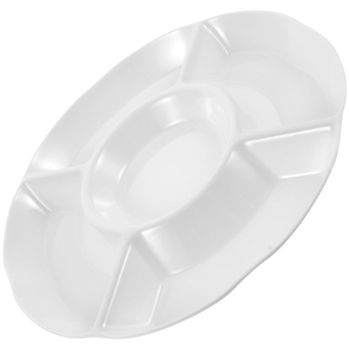 TIDTALEO Compartment fruit plate nut serving container sectional plate 5 compartment veggie tray divided fruit tray divided serving tray appetizer serving platter dish white snack Melamine