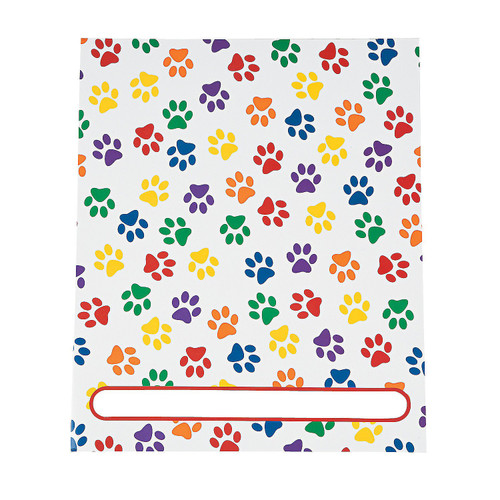 Paw Print Patterned Pocket Folders - 12 Pieces - Educational and Learning Activities for Kids