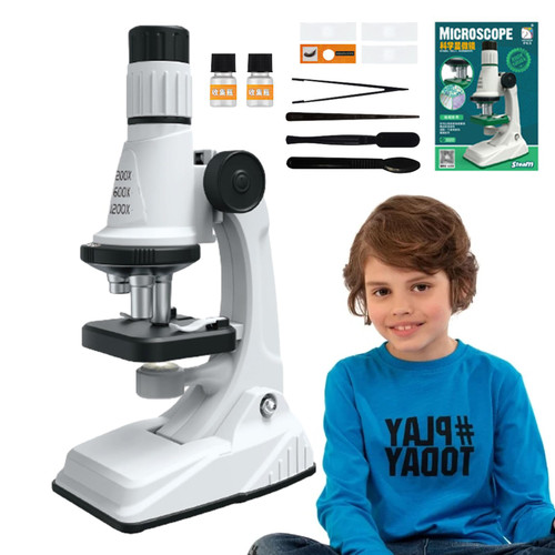 1200X Children's Light Microscope, Children's Mini Microscope, LED Biological Light Microscope, Science Experiments Portable Set for Kid, for Outdoors, Home, Laboratory
