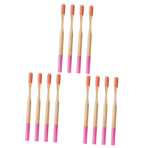 Hemoton 12 Pcs Bamboo Toothbrush Wood Tooth Clean Brush Natural Charcoal Toothbrush Soft Bristle Toothbrush Charcoal Infused Natural Wood Kid Travel Bamboo Charcoal Wooden Bristles