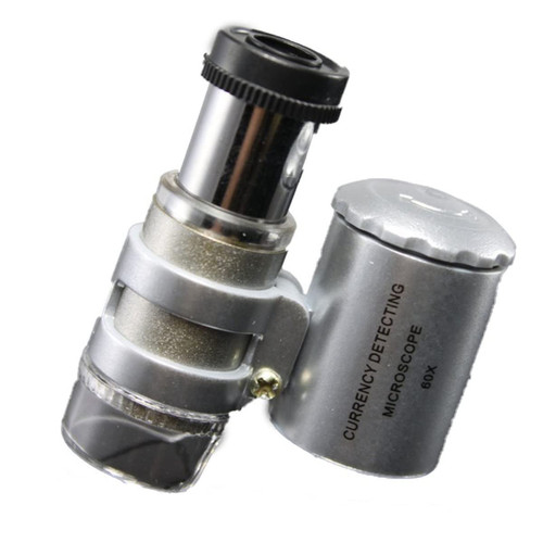 Microscope Kit 60x Mini Pocket LED Jewellers Loupe Microscope Glass Microscope Lens Adapters