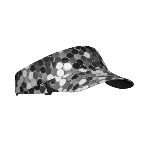 Sports Sun Visor Hats Adjustable Baseball Cap Silver Sequin Sparkle Pattern Print Empty Top Golf Tennis Visor