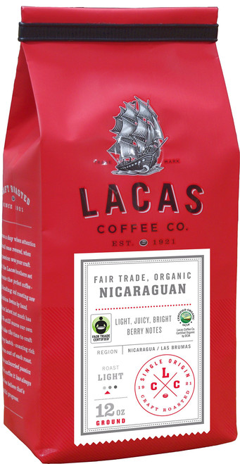 Lacas Coffee Company Fair Trade Organic Nicaragua- Las Brumas Medium Fine 12 oz.