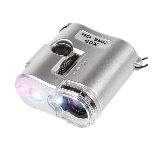 Handheld Digital Microscope Accessories LED Lighted Pocket Microscope Mini Lens 60X Magnifier Adjustable Loupe Glass Currenc Microscope Accessories
