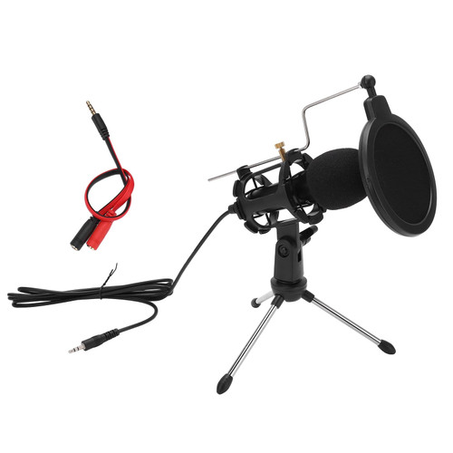 USB Computer Microphone Mic Set for Studio Recording & Live Brocasting, Cardioid Condenser Mic Kit with Foldable Tripod for Studio Recording