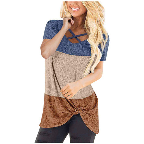 Aniywn Womens Casual V Neck Short Sleeve Criss Cross T-Shirt Colorblock Twist Knotted Blouse Tops Loose Fall Tunic Blouse Beige Aniywn Womens Casual V Neck Short Sleeve Criss Cross T-Shirt Colorblock Twist Knotted Blouse Tops Loose Fall Tunic Blouse Beige