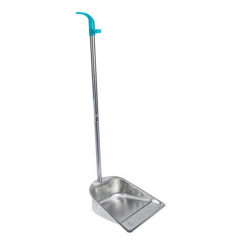 USHOBE Garbage Shovel Handled Pan Upright Dustpan and Brush Heavy Duty Dustpan Tall Dustpan Standing Dustpan Metal Dustpan Long Handle Dustpan Makeup Stainless Steel Office Pearlescent