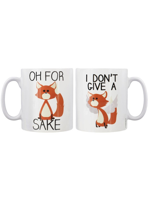 Grindstore Fox Sake Mugs - Set of 2 Mug for Tea or Coffee Set White