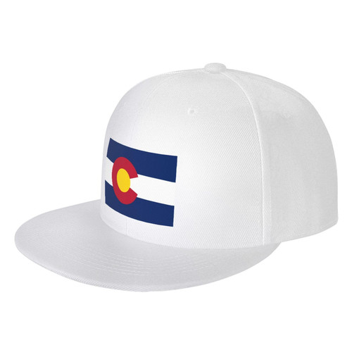 LIFANGMI Flag of Colorado Snapback Hat for Men Women Baseball Cap Adjustable Flat Bill Visor Hats Hip Hop Caps White