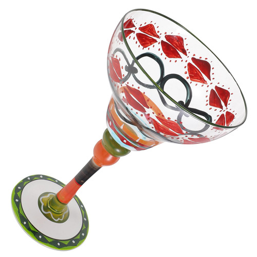DEARMAMY Margarita Glasses Hand Painted Wine Goblet Crystal Stemmed Glasses Decorative Cocktail Cup for Margarita Martini Cocktail Gin