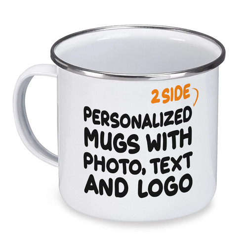 Custom Camp Mugs Personalized Camp Cups Add Picture Create Logo Enamel Camp Coffee Mug With Text 12oz