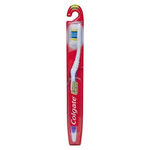 Colgate Extra Clean Full Head Battery Powered Toothbrush, White and Blue, Adult