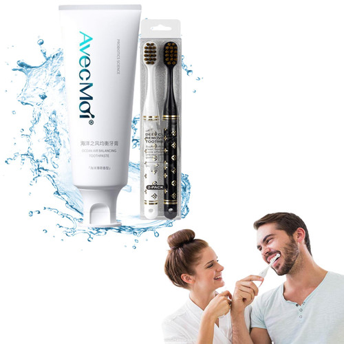 Avec Moi Probiotics Toothpaste, Avec Moi Ocean Air Balancing Toothpaste, Avec Moi Probiotics Toothpaste for Bad Breath, Sensitive Teeth, & Whitening, Freshens Breath, Spearmint (100g)