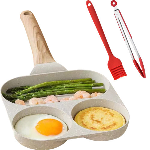 A.B Crew Fried Egg Pan Nonstick, Egg Frying Pan 3 Section Pancake Pan Aluminium Omelet Pan Induction & Gas Stove Compatible Granite Egg Skillet Egg Cooker Pan for Plett Breakfast A.B Crew Fried Egg Pan Nonstick, Egg Frying Pan 3 Section Pancake Pan Aluminium Omelet Pan Induction & Gas Stove Compatible Granite Egg Skillet Egg Cooker Pan for Plett Breakfast