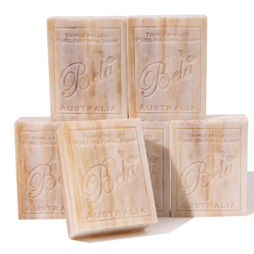Bela, Sandalwood, Natural Ingredient Soap Bars, Triple-French Milled Moisturizing Natural Soap Bars Gift Sulfate-Free (93g) 3.3 oz each - 6 Pack