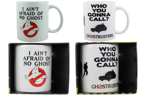 Toptoys2u Bargain Bundles Ghostbusters 330ml Ceramic Mug Gift Sets - I Ain't Afraid of No Ghost & Who Ya Gonna Call - Twin Pack