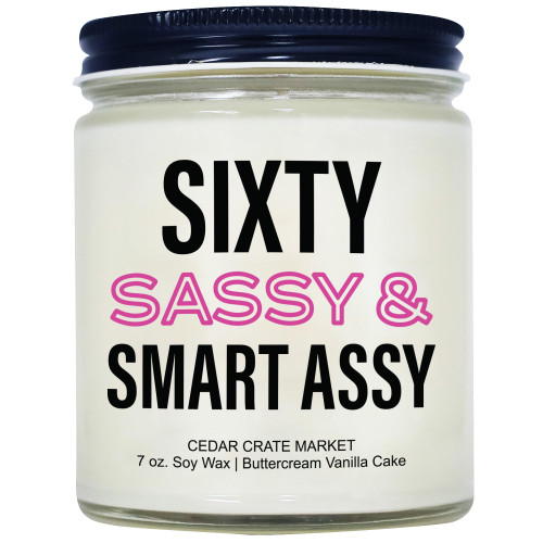 60th Birthday Gifts for Women | Funny Happy 60th Bday Gift Ideas | Funny Birthday Presents for Mom, Friends, Wife, Sister, Grandma | Turning 60 Year Old Buttercream Vanilla Scent | Made in USA