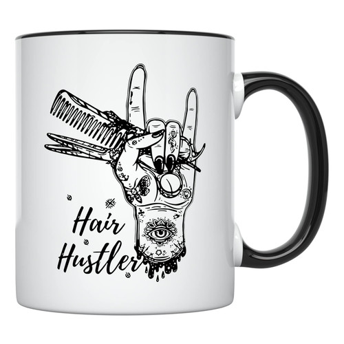 YouNique Designs Hair Hustler Hair Stylist Coffee Mug, 11 Ounces, Zombie Mug for Hairdresser, Hairstylist Cup for Women, Hairdresser Gifts (Black Handle) YouNique Designs Hair Hustler Hair Stylist Coffee Mug, 11 Ounces, Zombie Mug for Hairdresser, Hairstylist Cup for Women, Hairdresser Gifts (Black Handle)
