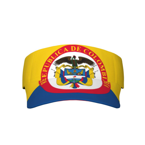Republic of Colombia Flag Sport Sun Visor Hats Empty Top Visor Hat Adjustable Mens Womans Tennis Golf Running Sunscreen Visor Cap Black