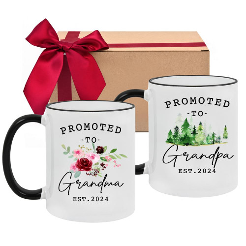 RIJEFUL Pregnancy Announcement For Grandparents Grandma And Grandpa 2024 Coffee Mugs set, Promoted to Grandparents Coffee Mugs Set, New Grandparents Gifts First Time 2024 RIJEFUL Pregnancy Announcement For Grandparents Grandma And Grandpa 2024 Coffee Mugs set, Promoted to Grandparents Coffee Mugs Set, New Grandparents Gifts First Time 2024
