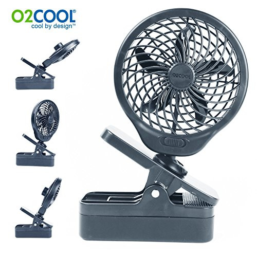 O2COOL 5" Battery Operated Clip Fan Grey