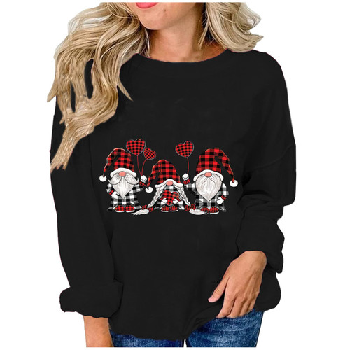JDHUFEI Christmas Sweatshirts for Women Fashion Long Sleeve Pullover Crewneck Sweaters Loose Print Fall Winter Clothes Trendy