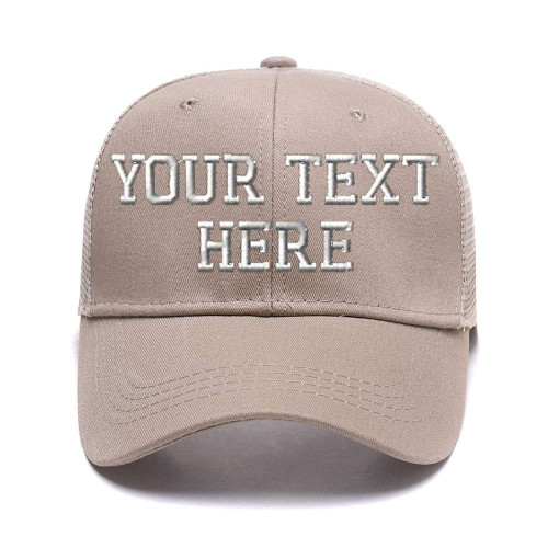 Custom Embroidered Hat, Ponytail Baseball Cap Personalized Cowboy Hat Glacier Cap Mesh Visor Trucker Hat Khaki