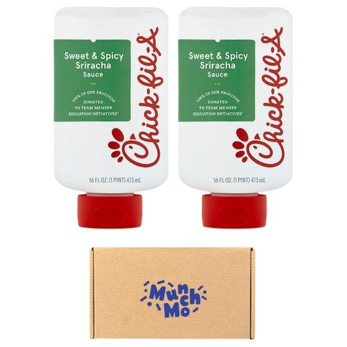 Chick Fil A Sweet & Spicy Sriracha Sauce 2 Packs - 16oz Each Squeeze Bottles Resealable Containers