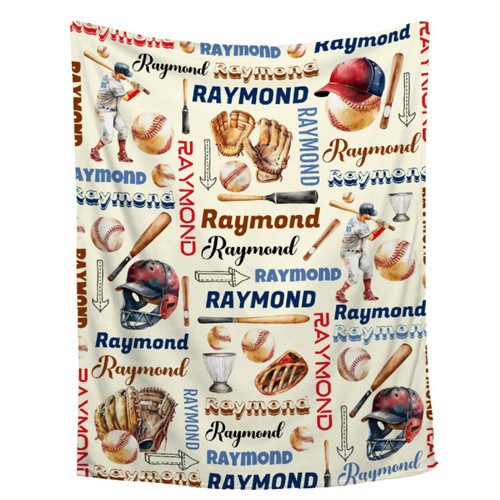 Baseball Sport Personalized Custom Name Blanket Customized Blankets With Name For Girls Boys Women Men Customized Blanket Gifts For Newborn Birthday Anniversary Toddler Bed 30"x40"for Toddler/Pets
