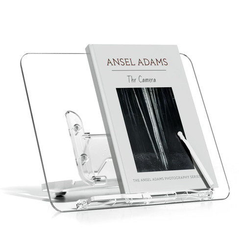 Acrylic Book Stand for Reading, UPERGO Portable Book Holder for Desk, Angle Adjustable Textbook Stand for Document Recipe, Cookbook, Music Book