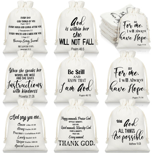 Windyun 40 Pcs Christmas Christian Drawstring Bags Bible Verse Bulk Gods Says You Are Religious Gift Bags Christian Gifts Pouches with Drawstring for Baptism Christening Party Favors Religious