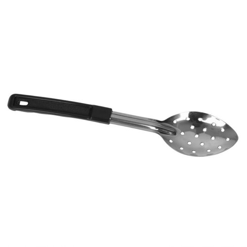 TrueCraftware 13-inch Stainless Steel Perforated Basting Spoon with Black Plastic Handle- Basting Spoon Utensil Spoon for Mixing Stirring Cooking & Serving Kitchen Accessories Restaurants and at Home