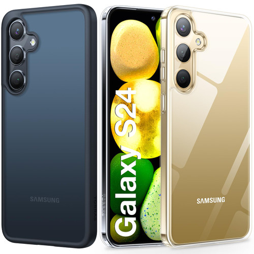 TORRAS Shockproof Designed for Samsung Galaxy S24 Case 6.2", 12FT Military Grade Drop Tested, Translucent Matte Hard Back & Soft Edge Thin Slim Protective Galaxy S24 Case 5G Guardian Series, Grey